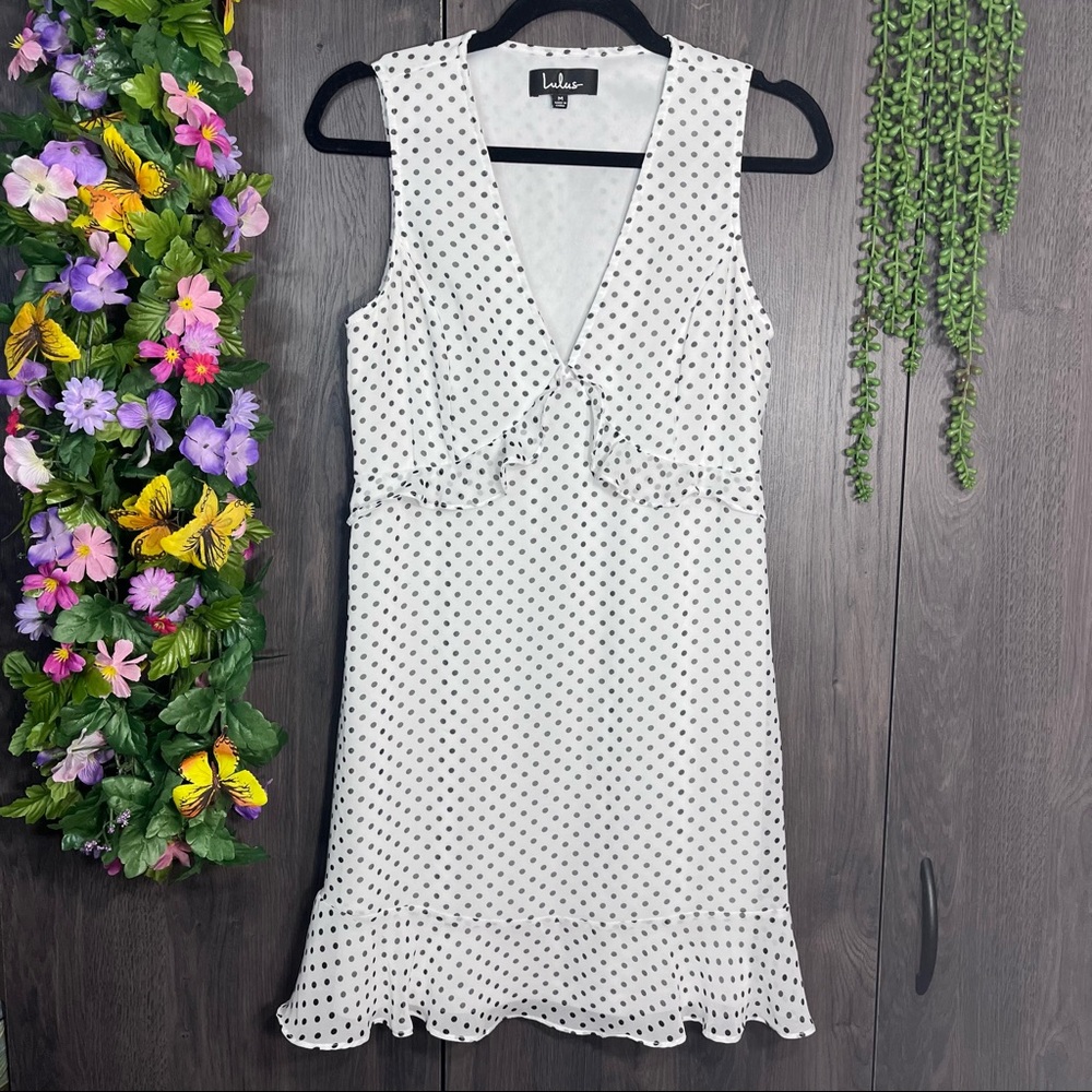 ,Lulu's Polka Dot Printed Sleeveless Mini Dress Size Medium